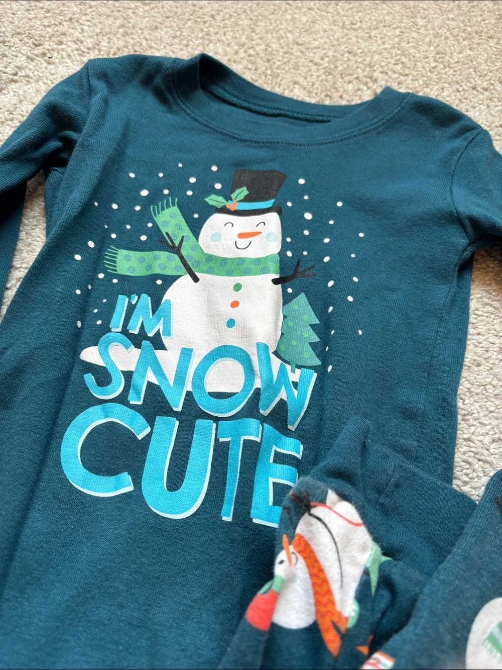The Children's Place Teal Snowman 'I'm Snow Cute' Pajama Set